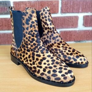 NWT Rebecca Minkoff 'Sabeen' Genuine Cow Hair Fur Studded Ankle Boots in Leopard